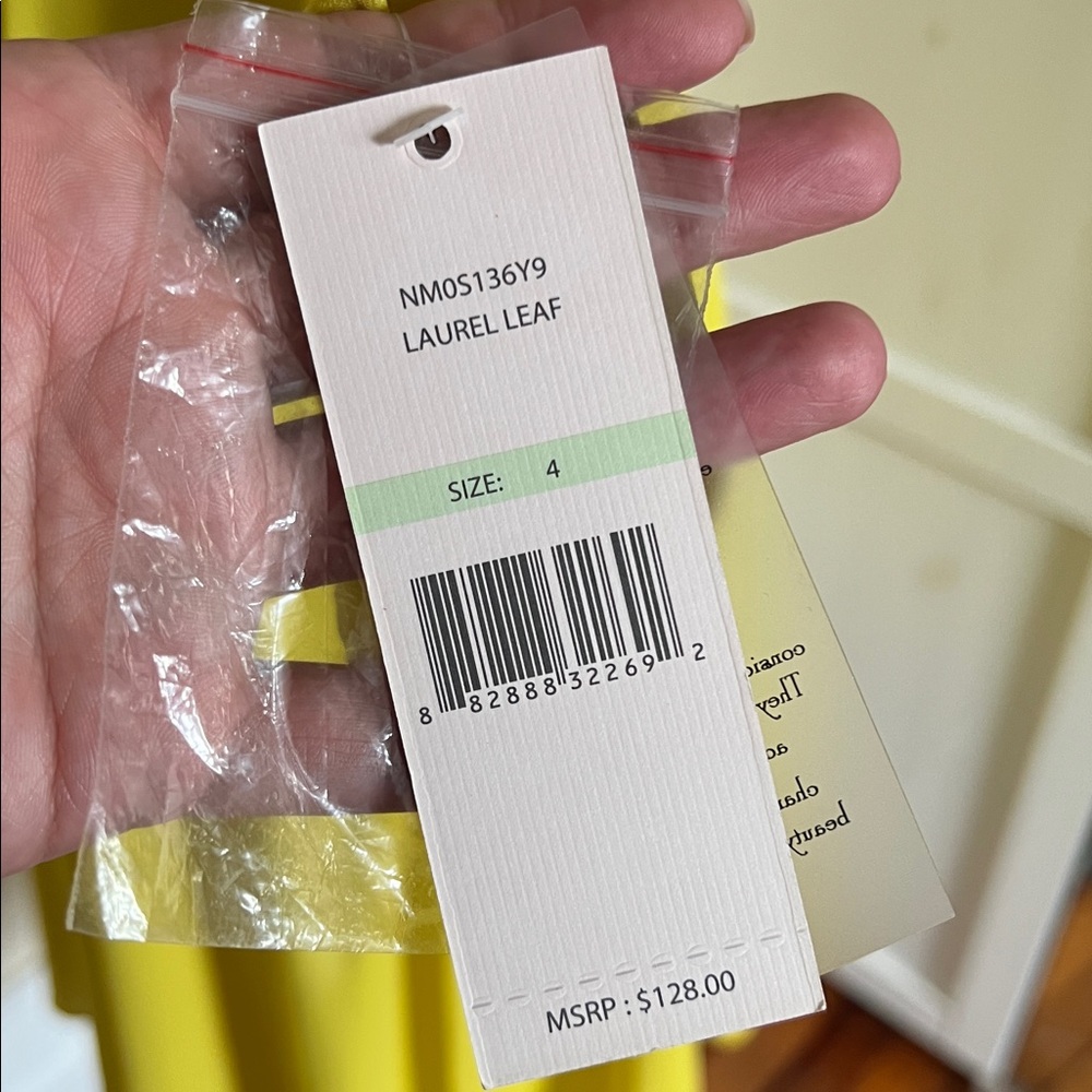 Nanette Lepore "Laurel Leaf" Pleated Midi Dress | Chartreuse NWT Size 4 - Picture 6 of 10